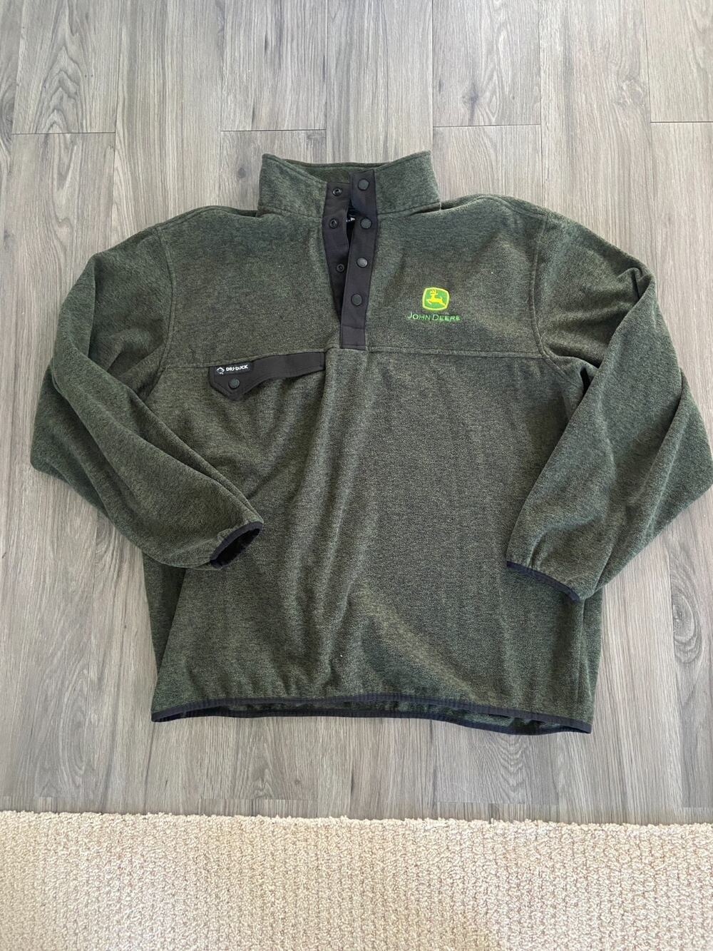 Dri-Duck 1/4 Snap Pullover Fleece JOHN DEERE Logo XL Green Farm Outdoor Work